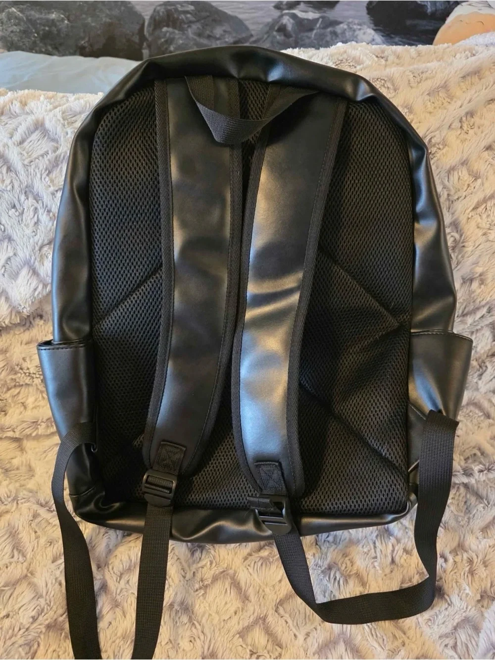 Black Leather Backpack - Sleek Women's Backpack
